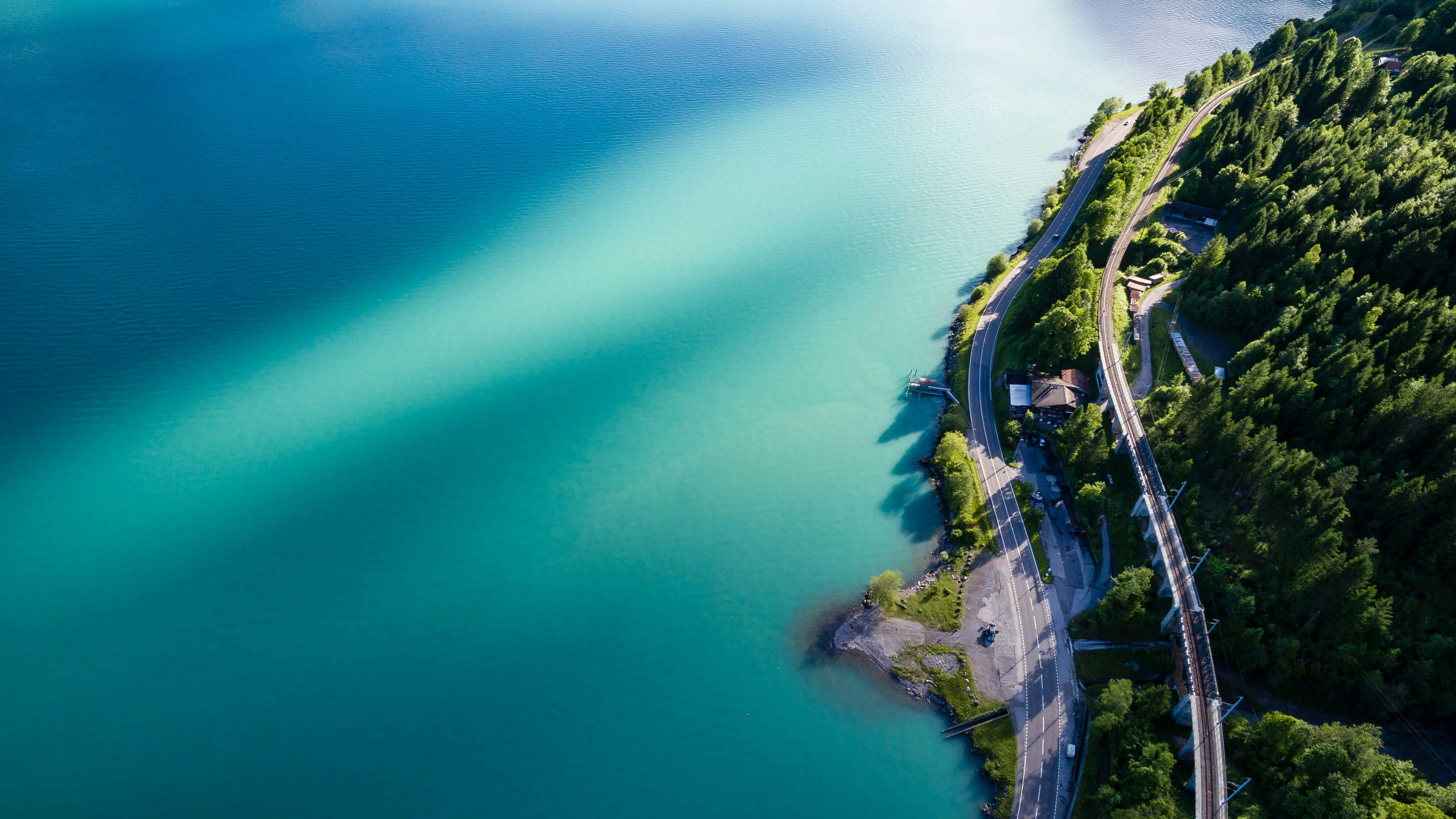 bird's eye view photography of road coastline